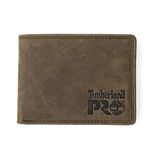 Timberland PRO Men's Leather RFID Wallet with Removable Flip Pocket Card Carrier, Dark Brown/Pullman, One Size