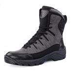Bacca Bucci 7-Eye Snow Boots for Men | Moto Inspired Mild Water Proof Boots | Model Name: Flame | Grey UK 12