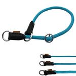 Aiminto Braided Collar, Pro Training Dog Collar, No Pull Round Martingale Collar, Slip Collar with Slidable Stop Ring - Ideal for Medium Dogs (M-(1/3") - 18" Long, Light Blue)