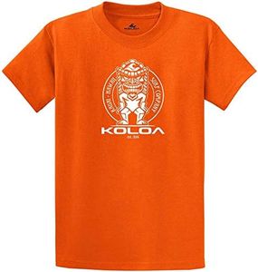 Koloa Surf Tiki Logo Cotton T-Shirts in Regular, Big and Tall Sizes, Orange - White Logo, XX-Large