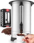 Zulay 100 Cup Commercial Coffee Urn & Hot Beverage Dispenser - BPA-Free Stainless Steel Hot Water Urn for Catering - Large Two Way Dispenser with Cool Touch Handles - Quick Brewing Percolator