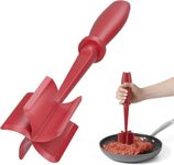 Meat Chopper for Hamburger, Premium Heat Resistant Masher and Smasher for Ground Beef, Ground Turkey and More, Nylon Ground Beef Chopper Tool and Meat Fork, Non Stick Mix Chopper (red (color))