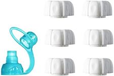 ChooMee Replacement Caps for Reusable Food Pouches | Includes SoftSip Silicone Flow Control Pouch Top | 6 White Caps + 1 Aqua SoftSip