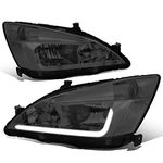 Honda Accord 7th Gen UC1 Pair of Smoked Housing Clear Corner Headlights + LED DRL