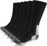 WANDER Mens Crew Socks Cushion Athletic Running Performance Outdoor Sports Hiking Trekking Socks 12-15 (6 pairs blcak)