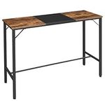 HOOBRO Bar Table, 120 cm Rectangular Pub Table, Tall Counter Height Pub Table, Long Color-Block Bar Tabletop, for Dining Room, Living Room, Bar, Pub, Rustic Brown and Black BF12BT01