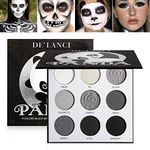 Afflano Smokey Eye Eyeshadow Palette Black White Grey Silver, Small Eye Shadow Palette Dark Gray Black Eyeshadow Makeup Palette Long Lasting for Halloween SFX Makeup, Mini Eye Shadow Pallet