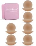 Grace Form 6 Pairs Nipple Covers,Reusable Adhesive Silicone Nipple Covers for Women, Seamless Pasties Sticky Bra No Show