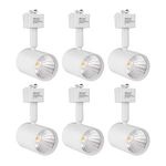 mirrea LED Track Lighting Heads Compatible with Single Circuit J Type Track Lighting Rail Ceiling Spotlight for Accent Task Wall Art Exhibition Lighting 6.5W 24° White Pack of 6 (3000K Warm White)