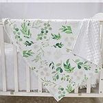 Baby Blankets, Green Leaf Minky Toddler Blanket for Boys Girls, Dotted Backing, Double Layer, Crib Receiving Blanket, for Nursery/Stroller/Toddler Bed/Carseat, 30 x 40 Inch