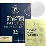 BLOOMORA Microneedle Pimple Patch, Deep Pimple Skin Care Regimen, Microdart Pimple Patch, Zit Patches - Pimple Covers for Face, Pimple Patches Salicylic Acid & Hyaluronic Acid (24 Count)