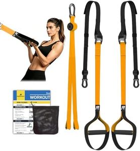 RHINOSPORT Suspension Trainer with Door Anchor – Adjustable Sling Trainer for Home Gym, Full Body Workout Straps for Strength Training, Indoor & Outdoor Use, Carry Bag Included (Orange)