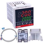 Twidec/MV100-B10 Digital Display PID Temperature Controllers Thermostat Regulator AC 85V - 265V + K Sensor Thermocouple + Heat Sink and Solid State Relay SSR 40 DA