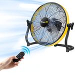 Smartele FF16C Battery Operated Fan with Remote,Battery Powered Fan,Fast Charging Portable Rechargeable Floor Fan,Cordless Outdoor Fan,Ideal For Garage, Barn,Gym,Patio,Camp,16 inch