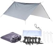 smartpeas Camping Tarp - 118''Lx118''W - Outdoor Lightweight Tarpaulin Protection for Sunlight - Tent Tarps for Camping, Gardening, Construction, and More -Gray