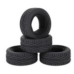 LAFEINA 1/10 RC On-Road Car Tyres, 65mm Rubber RC Tire for 1/10 HSP Tamiya HPI Kyosho RC On Road Run-flating Car (Black)