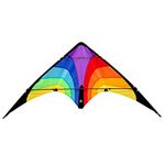 Wolkenstürmer® Children's stunt kite fancy (colourful), ready to fly including 2 x 25 m flight lines, flying kite with fibreglass poles, beginner steering kite