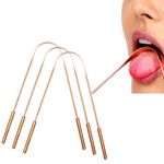 VELVET LONDON Copper Tongue Scrapers for adults, Grip Handles Tongue Scraper, Dental Care Hygiene Oral Care Ayurvedic Mouth Tongue Cleaner Fresh Breath, U shape (Copper (Pack of 3))