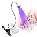 Brokimis Mini UV Light for Gel Nails LED Curing Lamp with Flexible Gooseneck & Clamp 3W Portable Small Manicure Nail Dryer for Resin Curing Nail Art