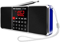 LEFON Multifunction Digital FM Radio Media Speaker MP3 Music Player Support TF Card USB Drive with LED Screen Display and Setting Timing Shutdown Function (Blue)