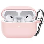 JETech Upgraded Silicone Case Cover for AirPods Pro (2nd/1st Generation 2023/2022/2019) with Keychain, Hard PC Interior, Shockproof Protective Skin Shell, Front LED Visible (Light Pink)