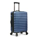 U.S. Traveler Boren Polycarbonate Hardside Rugged Travel Suitcase Luggage with 8 Spinner Wheels, Aluminum Handle, Navy, Carry-on 22-Inch, USB Port, Boren Polycarbonate Hardside Rugged Travel Suitcase