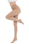 CozyWow Women's 80 Denier Solid Color Soft Opaque Footed Tights beige lxl