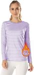 MANCYFIT Womens Thermal Tops Fleece Lined Shirt Long Sleeve Base Layer Striped Shirt Light Purple X-Small
