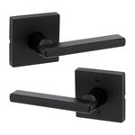 Kwikset Halifax Interior Passage Door Handle, Lever for Closet and Hallway Doors, Reversible Non-Locking Handle Lever, Matte Black, with Microban Protection, Square Rose