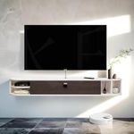 Pmnianhua Floating TV Shelves, Floating TV Unit Wall Mounted Under TV Stand Floating TV Console Entertainment Shelf Wall TV Cabinet for Living Room (120cm, Grey White)