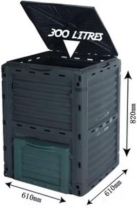 Easy Shopping 300L Garden Compost Bin – Outdoor Kitchen Waste Composter, Black/Green