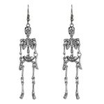 Halloween Skull Dangle Earrings, Lightweight Silver Long Skeleton Earrings for Men Women Girls Costume Party Dress Up, Halloween Theme Jewelry Ghost Charm (Dark Grey), Zinc, No Gemstone