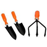 Go Hooked 3 Pcs Gardening Tools Kit for All Your Gardening Needs, Hand Cultivator, Hand Trowel, Hand Trowel Transplanter (Orange & Black) (3 Pcs Set).