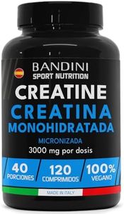 Bandini® Creatina Monohidratada Pura 3000mg - Suplemento Vegano Sin Sabor - Incrementa Resistencia, Potencia los Efectos de los Entrenamientos y el Deporte - Monohidrato de Creatine - 120 Comprimidos