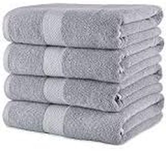 Maura Lot de 4 serviettes de bain premium 100 % coton ultra absorbantes à séchage rapide pour salle de bain, hôtel et spa, gris froid