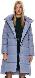 Orolay Women's Hooded Down Jacket Long Winter Coat Stand Collar Puffer Jacket Blue M