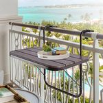 Patio Novagarden Balcony Railing Table Outdoor Hanging Folding Bar for Railings Patio on Aluminium Metal Side Adjustable 23.6''(L) x 15.7''(W) Brown (SF2126BR)