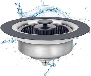 Upgraded 3 in 1 Kitchen Sink Drain Strainer Stopper 304 Stainless Steel Pop Up Kitchen Sink Stopper Anti-Clogging Kitchen Sink Strainer Basket Filter for Standard 3-1/2 Inch Drain