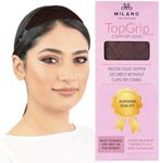 MILANO COLLECTION TopGrip Comfort Band for Small Base Toppers, Adjustable Translucent Strap, Side Openings to Secure Your Wig or Topper, Includes Clips, Brown, Small