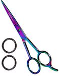 Utopia Care Hair Cutting and Hairdressing Scissors 6.5 Inch, Premium Stainless Steel Shears with Smooth Razor, for Salons, Professional Barbers, Men & Women, Kids, Adults, & Pets - Rainbow - Pack of 1