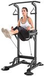 VIVOHOME Power Tower Dip Station, Height Adjustable Multi-Function Pull Up Station with Backrest, Workout Dip Bar Station Fitness Strength Training Exercise Equipment for Home Gym 330LBS