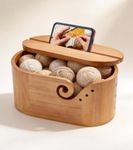 XIOQINE Yarn Bowl for Knitting Large Wooden Crochet Bowl with Lid