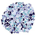 200g Ceramic Mosaic Tiles Colorful Irregular Broken Porcelain Tiles Crystal Mosaic Glass Pieces for DIY Crafts Plates Flowerpots Handmade Home Decor Blue