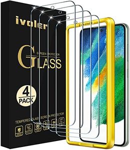 ivoler 4 Piezas Protector de Pantalla Compatible con Samsung Galaxy S21 FE 5G / 4G (No para Samsung Galaxy S21), Incluye Marco de Instalación Fácil, Cristal Vidrio Templado Premium