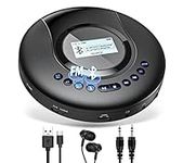 CD Player Portable ARAFUNA, Portable CD Player Bluetooth with FM Radio, 2000mAh Rechargeable CD Player for Car with LCD Screen, Anti Shock Protection Walkman CD Player with Headphone, AUX Cable