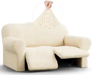 PAULATO BY GA.I.CO. Recliner Loveseat Cover - 2 Seater Recliner Slipcover - Soft Polyester Fabric Slipcover - 1-Piece Form Fit Stretch Furniture Protector - Mille Righe - Cream (Recliner Loveseat)