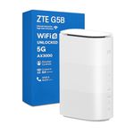 ZTE G5B - Unlocked wireless 5G AX3000 WiFi6 Whole Home Router, Premium Design with low-power consumption, no configuraiton req, parental controls, easy management- UK plug & warranty