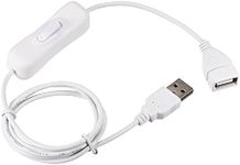 sourcing map USB Cable with ON/Off Switch, USB Male to Female Extension Cord 1M White, for LED Desk Lamp LED Strip