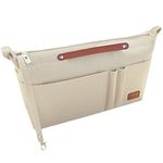 Soyizom Purse Organiser Insert Bag Organiser for Handbags Insert Tote, Felt Purse Organiser with Zipper and Keychain Fits for Neverfull Speedy Alma ONTHEGO Book Tote and More(Beige,Large)