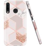 JAHOLAN Compatible with Huawei P30 lite Case Bling Glitter Sparkle Rose Gold Marble Design Clear Bumper TPU Soft Rubber Silicone Cover Phone Case